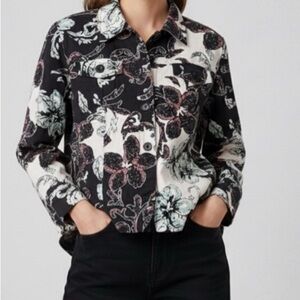 Coldwater Creek Black and White Floral Blazer Perfect For Fall Size Large